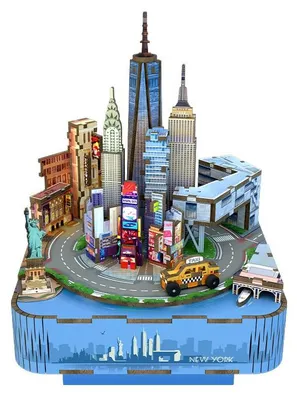 Tonecheer, Muziekdoosje, DIY 3D Holz Puzzle, New York, TQ067, 14x14x19cm