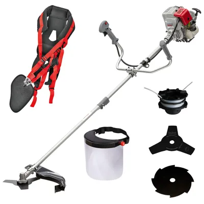 Produktbild von IKRA Benzin Freischneider IBF 31-4 | 4-Takt | Fadenspule 43 cm Schnittbreite | 3- & 8-Zahn-Messer Ø 25,5 cm | Schutzschild | Profi-Schultergurt