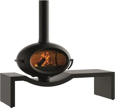Image de Poêle à bois BRIO SUR BANC - 7 kW - Rdt: 76% - B. 50 cm - 100% fonte - Anthracite