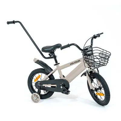 Immagine prodotto di Bicicletta per bambini 14 pollici con rotelle laterali luminose, maniglione di spinta e cestino – per bambini 3–6 anni