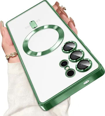 Immagine prodotto di Custodia per Samsung Galaxy S25 Ultra Magnetic Transparent Case con Magsafe e Camera Cover Verde