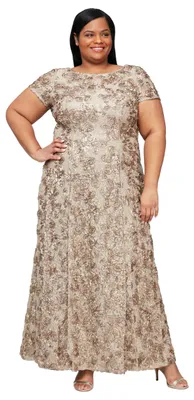Produktbild von Alex Evenings Damen Plus Lange Rosette Mutter der Braut Kleid mit kurzen Ärmeln