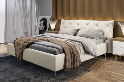 Produktbild von KAWOLA Bett ANNY Polsterbett Kopfteil niedrig Leder weiß 200x200cm