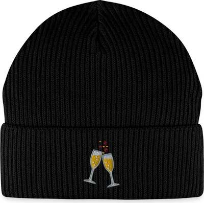 Produktbild von Spreadshirt Sektgläser Stickerei Fisherman Beanie Bio Mütze, One size, Schwarz