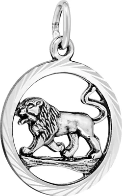 Produktbild von 18mm Sternzeichen Löwe oxidiert 925 Silber diamantiert Kettenanhänger Horoskop