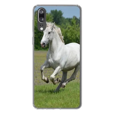 Produktbild von MuchoWow® Handyhülle Schutzhülle Hülle für Huawei P20 Pferde - Natur - Weiß Silikon Softcase Handy Hülle - Hardcover