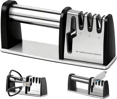 Produktbild von Messenschärfer 4-in-1, Diamant und Wolframkarbid, für Küchenmesser und Scherenvorgang, für Haushalt