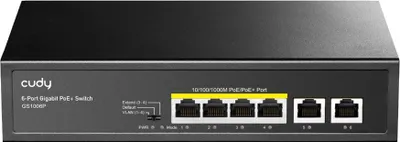 Zdjęcie produktu dla Cudy GS1006P, Nie zarządzany, Gigabit Ethernet (10/100/1000), Obsługa PoE, Możliwości montowania w stelażu