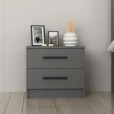 Image de Table de nuit Fanø Commode à 2 tiroirs Table de nuit Anthracite Armoire à tiroirs Chambre à coucher
