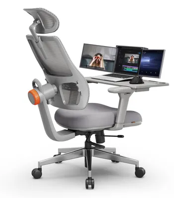 Immagine prodotto di Sedia da ufficio ergonomica con piano scrivania integrato – supporto regolabile e braccioli 3D