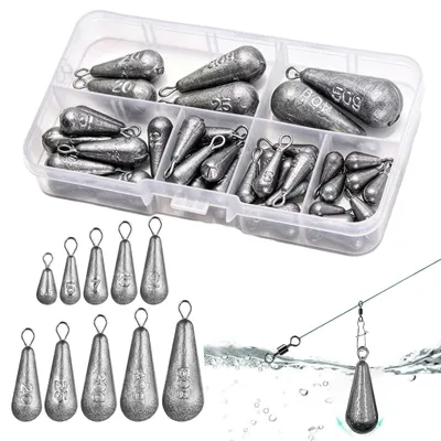 Imagen del producto de Conjunto de plomos para pesca, 40 unidades, 10 tamaños, de 3,5 gramos a 50 gramos