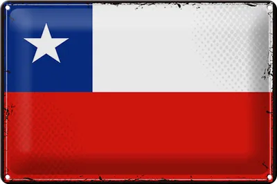 Produktbild von Blechschild Flagge Chiles 30x20cm Retro Flag of Chile