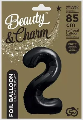 Image de Ballon en plastique, chiffre 2, noir mat, 85 cm.