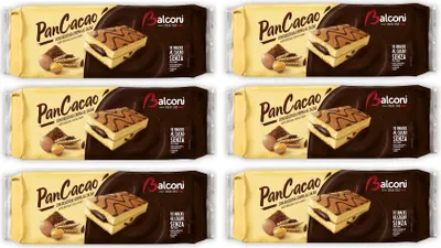 Produktbild von 6x Balconi PanCacao Snack al Cacao Weicher Biskuitkuchen und Süße Kakaocreme 280g