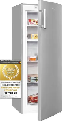 Produktbild von Exquisit Gefrierschrank GS231-NF-H-040D inoxlook | 161 l Nutzinhalt | NoFrost | Umluftkühlung | LED-Anzeige | Wechselbarer Türanschlag | Edelstahloptik