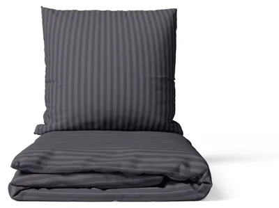 Produktbild von 2-tlg Premium Damast Bettwäsche 135x200 + 80x80 cm mit YKK Reißverschluss Garnitur anthrazit