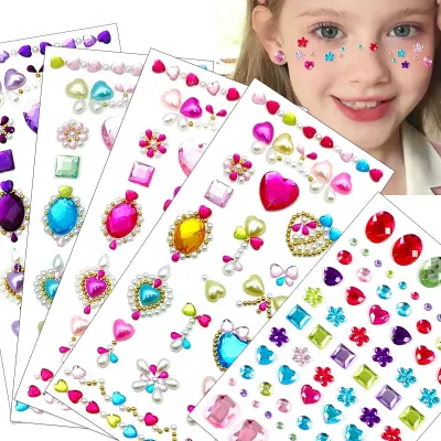 Selbstklebende Glitzersteine, 5 Blatt, bunt, für Bastelprojekte