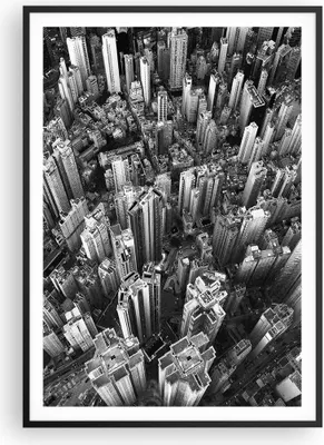 Produktbild von Gerahmtes Poster - Schwarzer Rahmen - Wolkenkratzer mit Berge - 70x100 cm - Wand Bild - Wanddeko - Wandbilder - Kunstposter - Wandposter - Bilderrahmen - Bilder - Kunstdruck - P2BPA70x100-4453