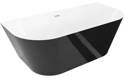 Obrázek produktu pro Mexen Oval Slim samostatně stojící přisazená vana 170 x 80 cm, bílá/černá, přepad kartáčovaný nikl - 52661708075-97