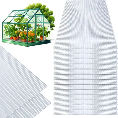 Obrázek produktu pro Jayseuw polykarbonátové dvoustěnné desky - 14 ks, tloušťka 4 mm, 121 x 60,5 cm, 10,25 m², UV odolné, transparentní - dvoustěnné desky, skleníkové desky, vícestěnné desky pro skleníky