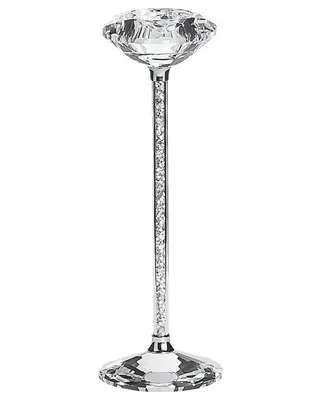 Produktbild von BELIANI Kerzenständer Silber 8 x 23 cm Glas und Metall Hohe Glasschale Kerzenhalter mit dekorativen Kristallen Klassisch Glamour