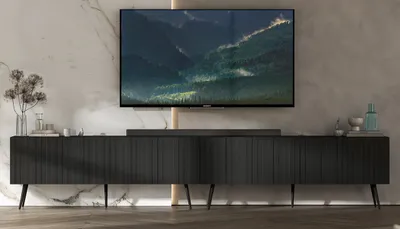 Produktbild von 2 Stk TV-Schrank 2 x ELPIS TV Glamour Style schwarze Metallbeine Modern Lindner Möbel 300cm x 60,5cm x 36,5cm Farbe: Schwarz matt - Italienische Tiefmattfolie