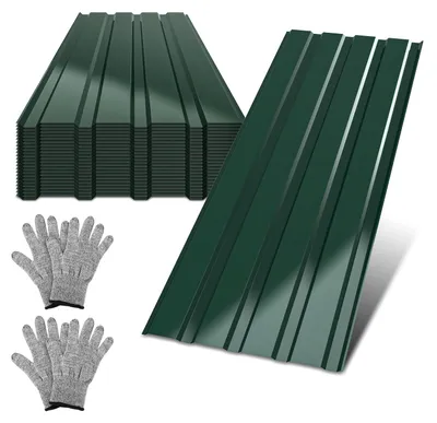Image de Ikodm, 24 plaques de tôle profilée de 115 x 45 cm, jusqu'à 12 m², de couleur verte, pour abri de jardin, entrepôt et poulailler