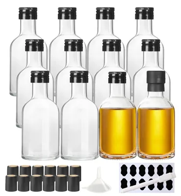 Produktbild von Set mit 12 kleinen Glasflaschen mit Schraubverschluss und Etiketten