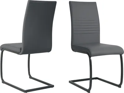 Produktbild von Möbilia Freischwinger-Stuhl 2er Set | Kunstleder | Freischwingergestell | B 42 x T 59 x H 97 cm | grau – schwarz | 21020059 | Serie STUHL