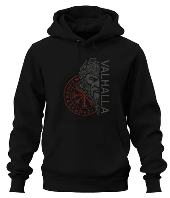 Produktbild von Valhalla Wikinger Norse Mythologie Vegvisir Runen Odin Hoodie Kapuzenpullover, Schwarz, M
