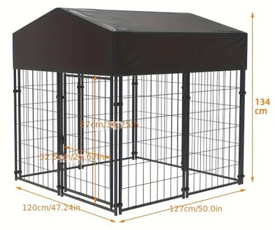 Obrázek produktu pro Klec pro psy - Oplocení pro psy - Venkovní výběh pro zvířata - Klec pro psy z kovu - Rozměry: 127 x 120 x 134 cm - Odolné proti povětrnostním vlivům