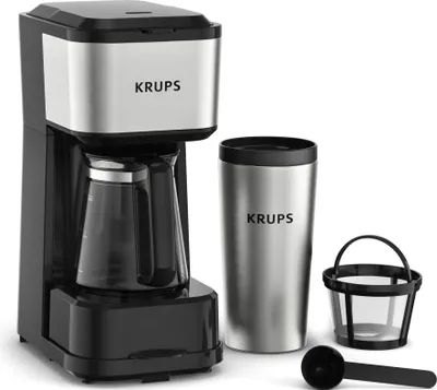 Obrázok produktu pre Krups Simply Brew 3-in-1 KM207D10, Kávovar, Mletá káva, 1000 W, Čierna, Nerezová oceľ