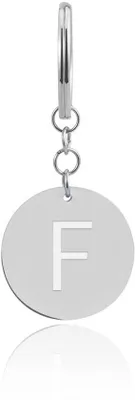 Immagine prodotto di Portachiavi personalizzato con la lettera F in acciaio inossidabile argento