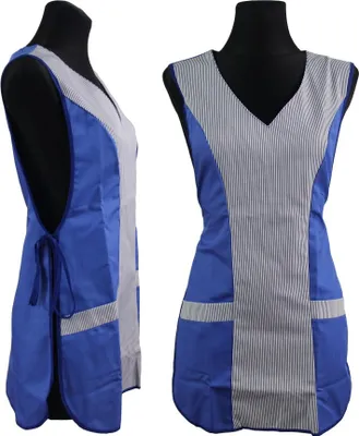 Produktbild von Chasuble Kasack Überwurf Schürze versch. Farben zum Knöpfen oder Binden, Größe:S, Farbe:hellblau/schwarz z.Binden
