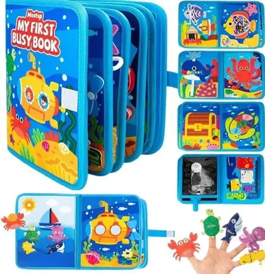 Produktbild von Montessori Busy Board - 10-in-1 Quiet Book - 3D Meeresthema - Frühes Lernen -  - 0–3 Jahre - Blau
