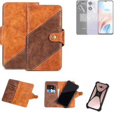 Produktbild von K-S-Trade Handyhülle Schutzhülle Bookstyle Case Wallet-Case kompatibel mit Oppo A2m Cover Klapphülle Kantenschutz Smartphone dunkelbraun braun 1x