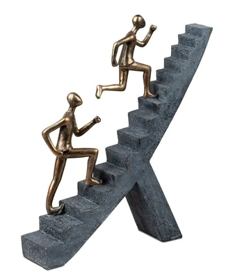 Produktbild von Formano 2er Set Deko-Objekt Treppen-Steiger grau-gold Symbolisch 22cm Figuren
