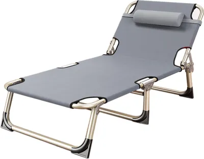 Produktbild von Campingbett, Klappbett Einzelperson faltbar Liege für Camping Büro Mittagspause Outdoor Notfall 56 Rundrohr grau