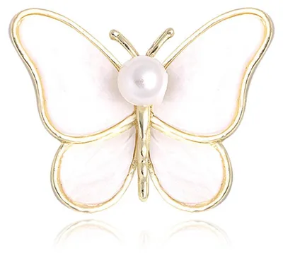 Productafbeelding van Schattige Vlinder Broche met Parels voor Dames