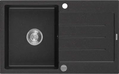 Produktbild von Mexen Bruno Granitspüle mit einem Becken und einer Abtropffläche 795 x 495 mm, Schwarz/Silbermetallic- 6513791010-73