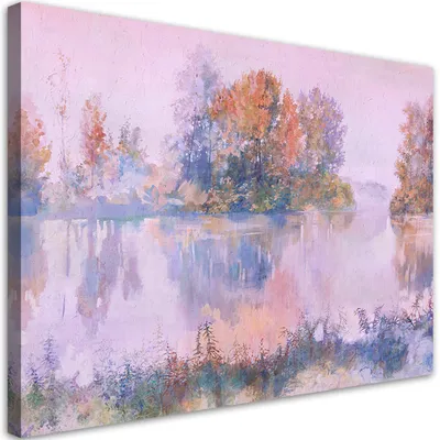 Produktbild von Leinwandbild blick auf den see 60x40 cm Feeby blau wandbild bereit zum aufhängen