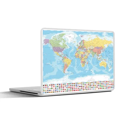 Produktbild von MuchoWow® Laptop Aufkleber Sticker Cover Welt - Karte - Farben - Flagge 36.5x27.5 cm - Laptop-Sticker