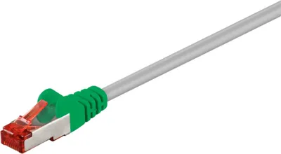Produktbild von CAT 6 Crossover-Patchkabel, S/FTP (PiMF), grau, grün Kupferleiter (CU), halogenfreier Kabelmantel (LSZH)