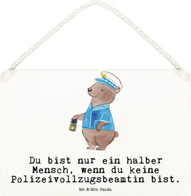 Produktbild von Mr. & Mrs. Panda Schild Polizeivollzugsbeamtin Herz DIN A6 - Weiß - Geschenk, wandhänger, Polizistin, Polizeivollzugsbeamte, holzbild, Türschild, wandtafel, Polizei