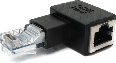 Produktbild von LAN Adapter RJ45 Stecker zu Buchse Winkel Ethernetadapter Kabel in Schwarz