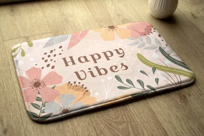 Produktbild von Badteppich Saugfähige - Badezimmer Teppich - Rutschfester Badvorleger Badematte - 75x45 cm - Florales Muster