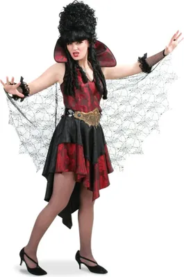 Produktbild von Vampirkleid Vampir Kostüm mit Kragen und Spinnennetz Umhang Cape Gr. 36 Halloween