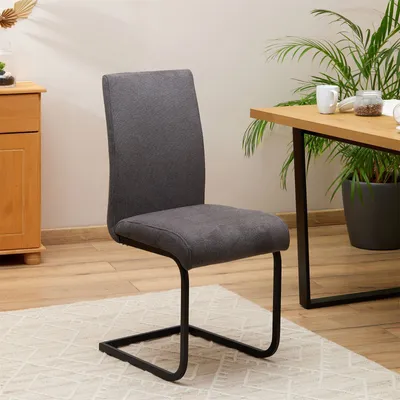 Produktbild von Schwingstuhl LETICIA, 4er Set, anthrazit/schwarz, bequeme Polsterung, robustes Metallgestell. Ideal für Esszimmer & Küche. Modernes Design, langlebig, Pflegeleicht, vielseitig einsetzbar.