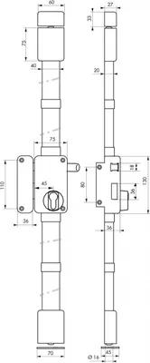 Image de Boitier de serrure en applique Beluga à tirage pour porte d'entrée, gauche, 3 pts, axe 45mm, marron - THIRARD