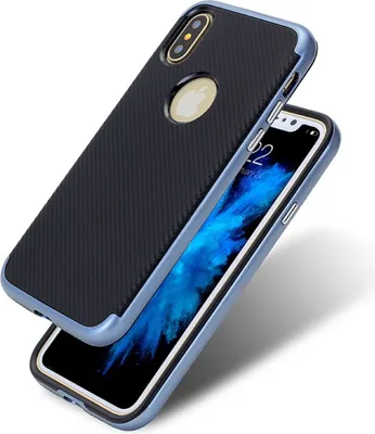 Produktbild von Hybrid Silikon Handy Hülle für Apple iPhone X Case Cover Tasche Blau